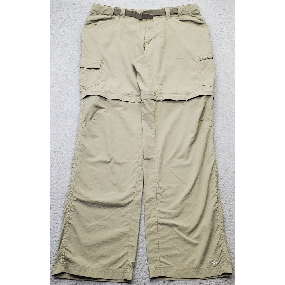 Columbia Zip Off Convertible Cargo Pants Mens 36x34 Tan Omni-Shade Hiking Travel